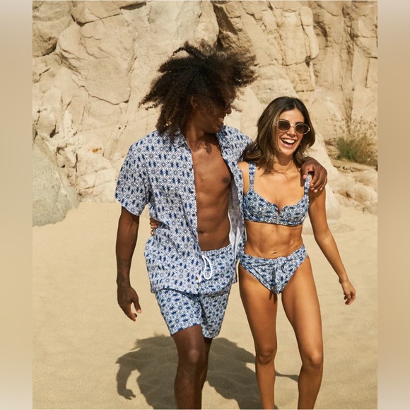 NEW! Kenny Flowers The Todos Santos V Underwire Bikini Top Floral Blue SZ S - Picture 5 of 15